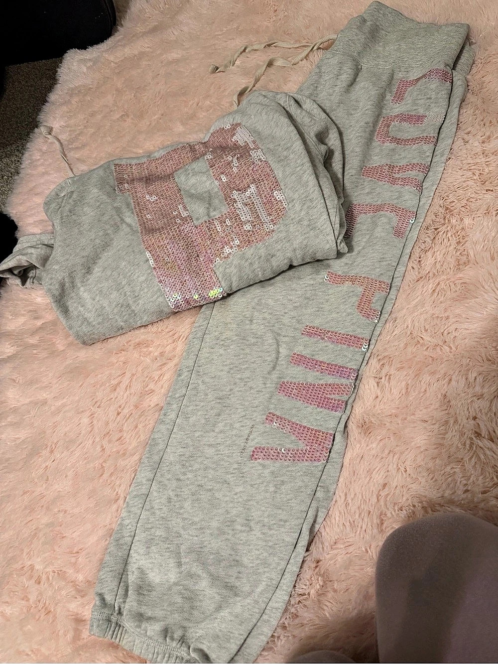 ⭐️Victoria's Secret PINK Victoria's Secret Sequin Logo Full Zip Hoodie and Jogge